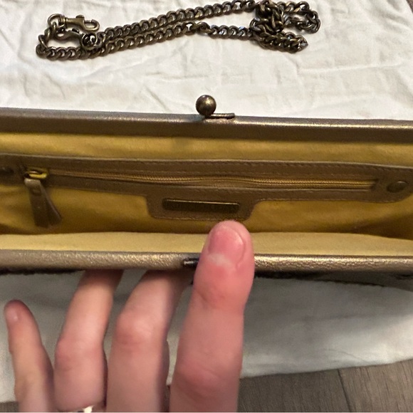 Isabella Fiore Bronze Hand Stitched and Beaded Leather Convertible Clutch - Picture 4 of 8